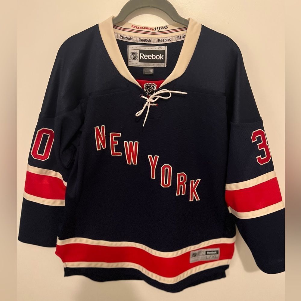 REEBOK NHL OFFICIAL LICENSED JERSEY VINTAGE NEW YORK RANGERS LUNDQVIST